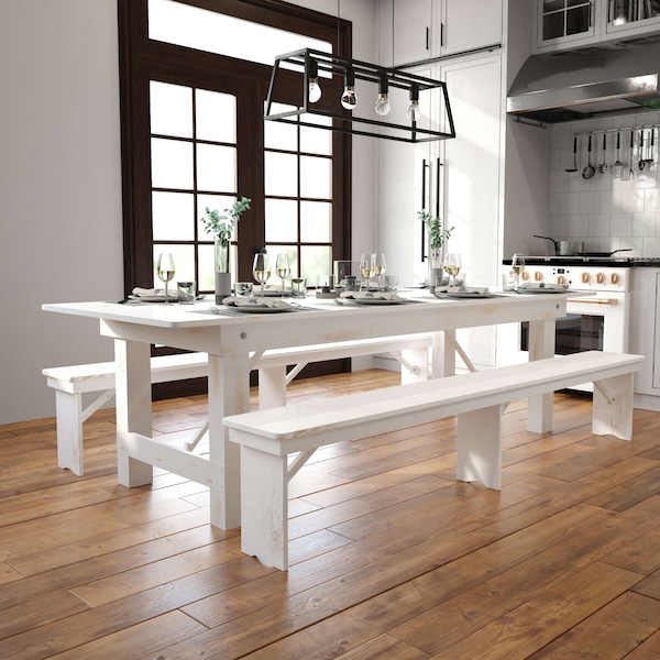 Flash Furniture Rectangle 40.25" W, 108" L, 30" H, Wood, Wood Grain XA-F-108X40-WH-GG - main